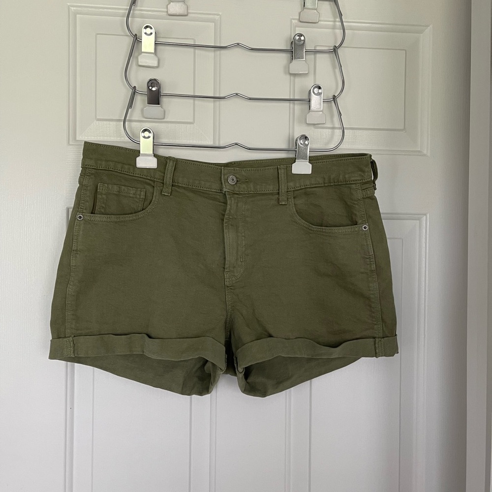 Olive denim shorts